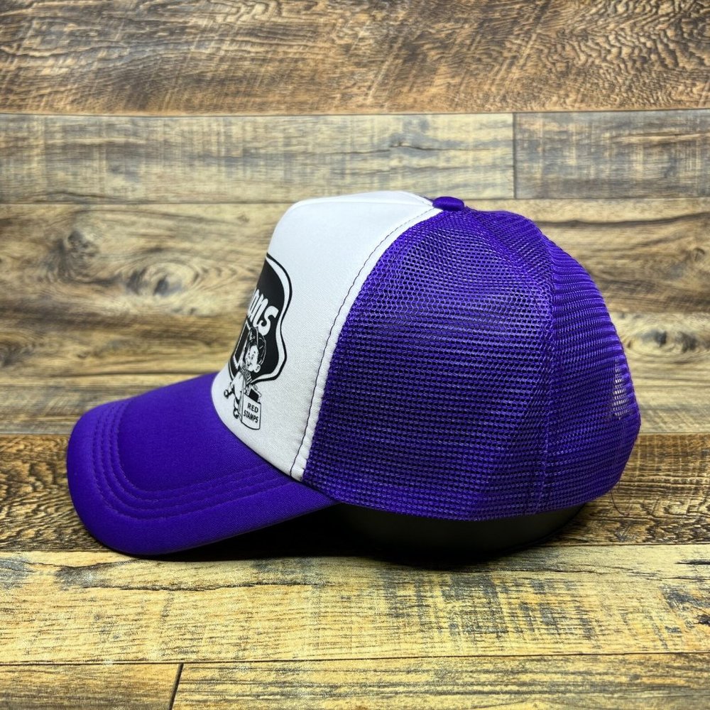 Wegmans Mens Trucker Hat Purple Snapback Grocery Store Retro Logo Baseball Cap - Picture 4 of 8